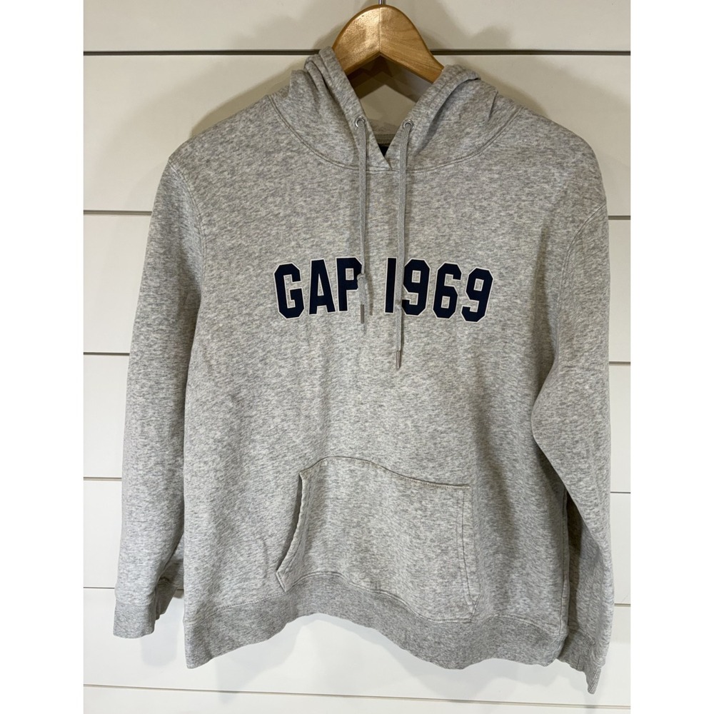 GAP 1969 Women's Grey Gray Fleece Hoodie Sweatshirt Size Large L